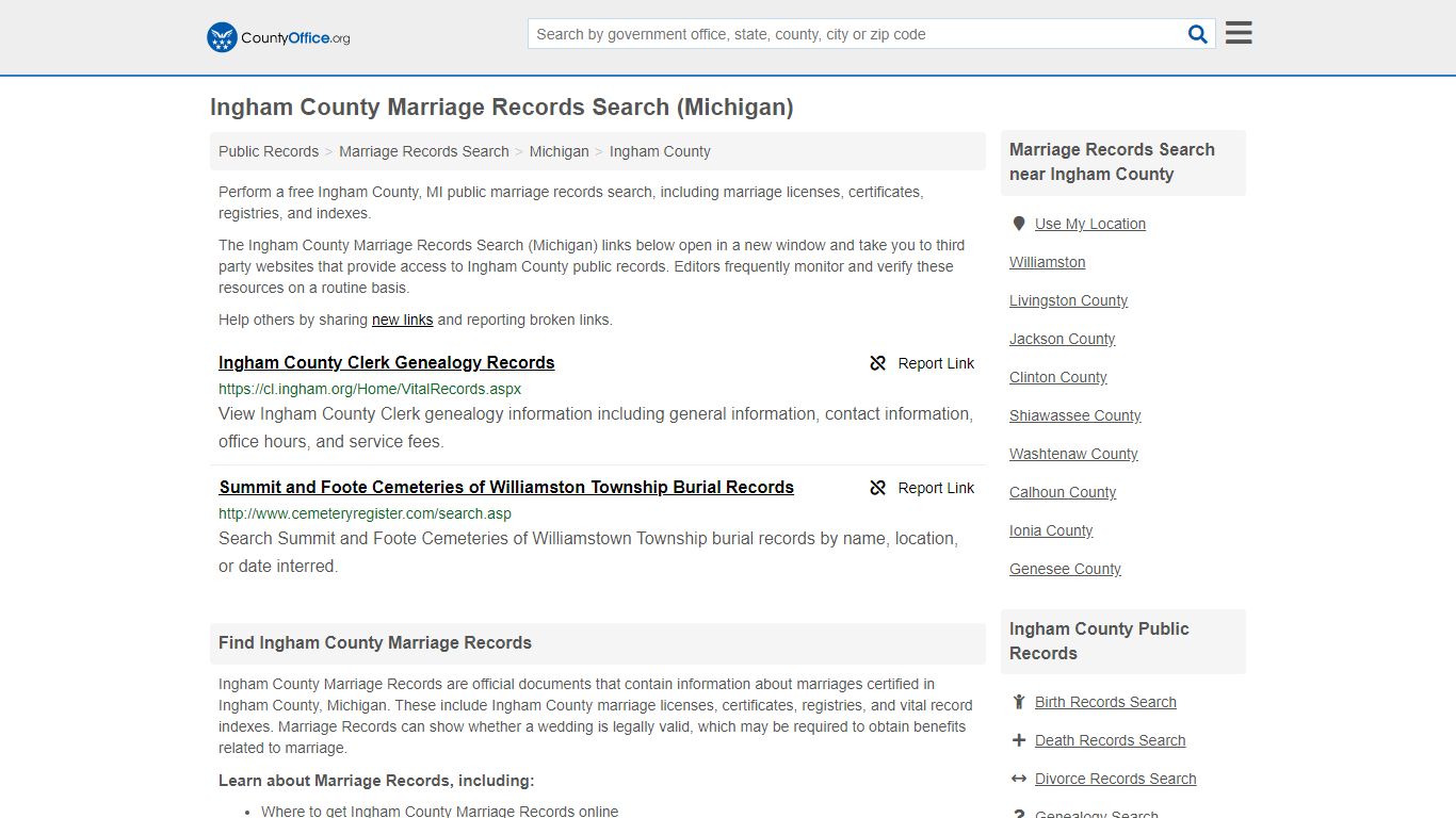 Marriage Records Search - Ingham County, MI (Marriage ...