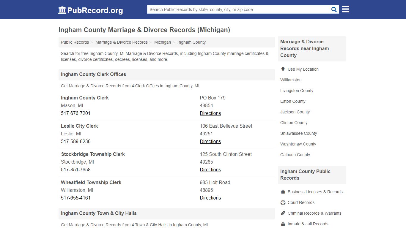 Free Ingham County Marriage & Divorce Records (Michigan ...